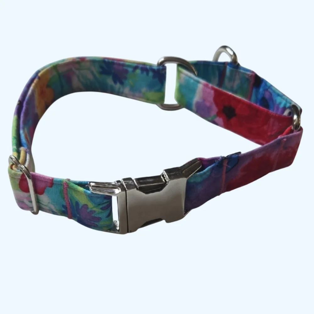 TerrifiCollars Colorful Floral Dog Martingale Collar-Large 18